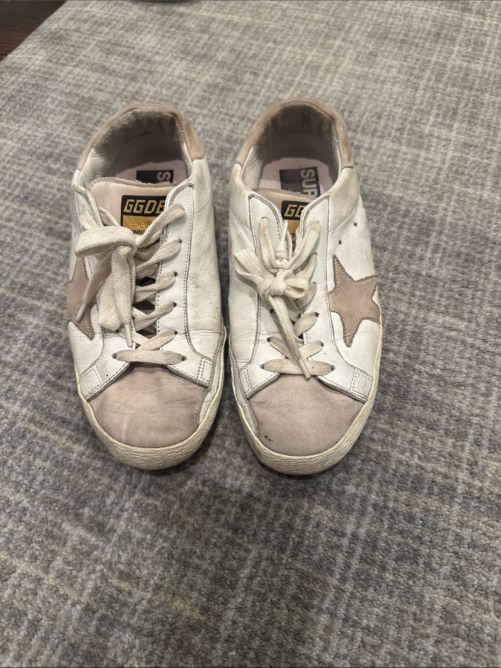 Golden Goose Women's White and Beige Suede Star Sneakers